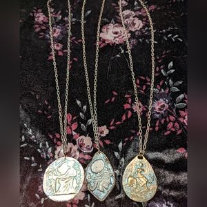 3 Greek coin double sided necklaces